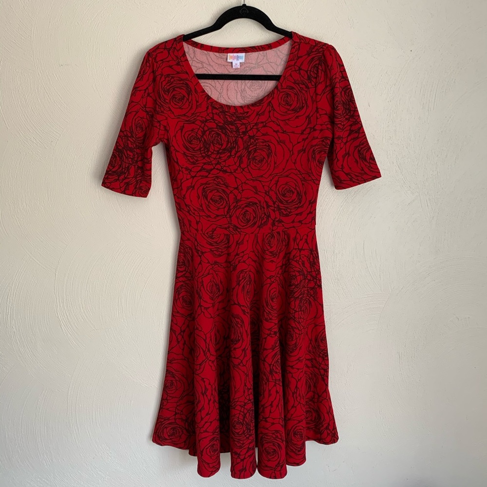 Lularoe Rose Print Dress in Size Medium